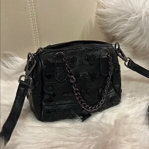 Black faux Leather mini satchel